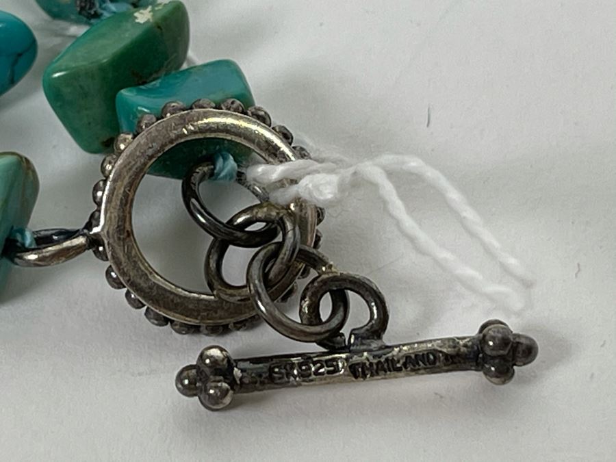 40' Long Turquoise Nuggets Strand Necklace With Sterling Silver Clasp [Photo 12]