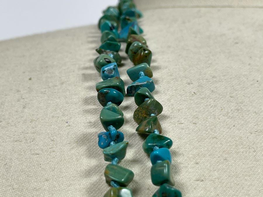 40' Long Turquoise Nuggets Strand Necklace With Sterling Silver Clasp [Photo 9]