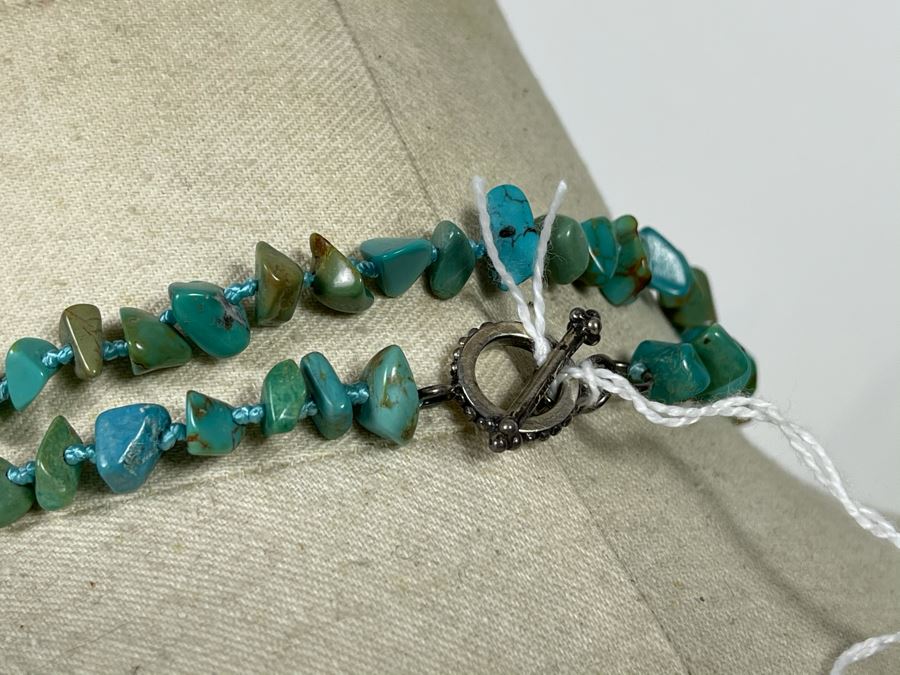 40' Long Turquoise Nuggets Strand Necklace With Sterling Silver Clasp [Photo 10]