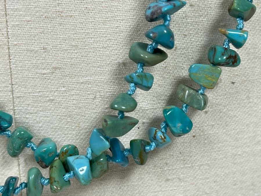 40' Long Turquoise Nuggets Strand Necklace With Sterling Silver Clasp [Photo 6]