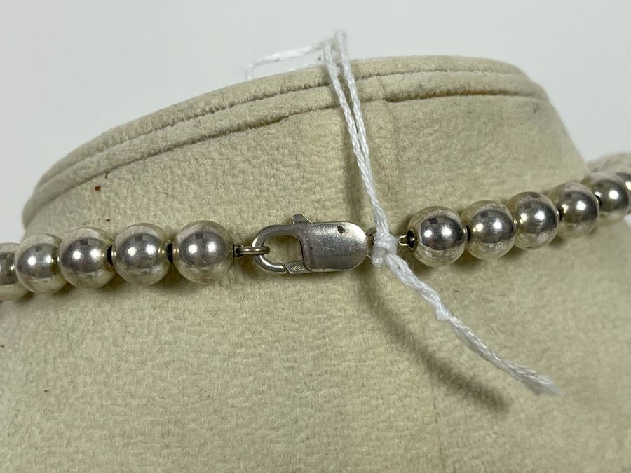 20'L Sterling Silver Graduated Big Round Beads Necklace Lobster Claw Clasp 53g Retails $250 [Photo 6]