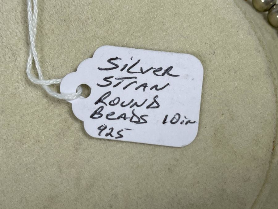 18'L Sterling Silver Graduated Round Beads Necklace 27g [Photo 6]