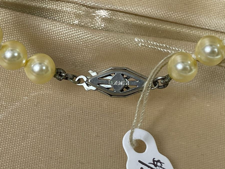 Vintage White Pearls Necklace With Sterling Silver Clasp With Original Mallorca Pearls Box Retails $150 [Photo 7]