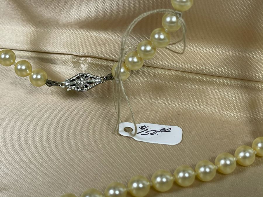 Vintage White Pearls Necklace With Sterling Silver Clasp With Original Mallorca Pearls Box Retails $150 [Photo 6]