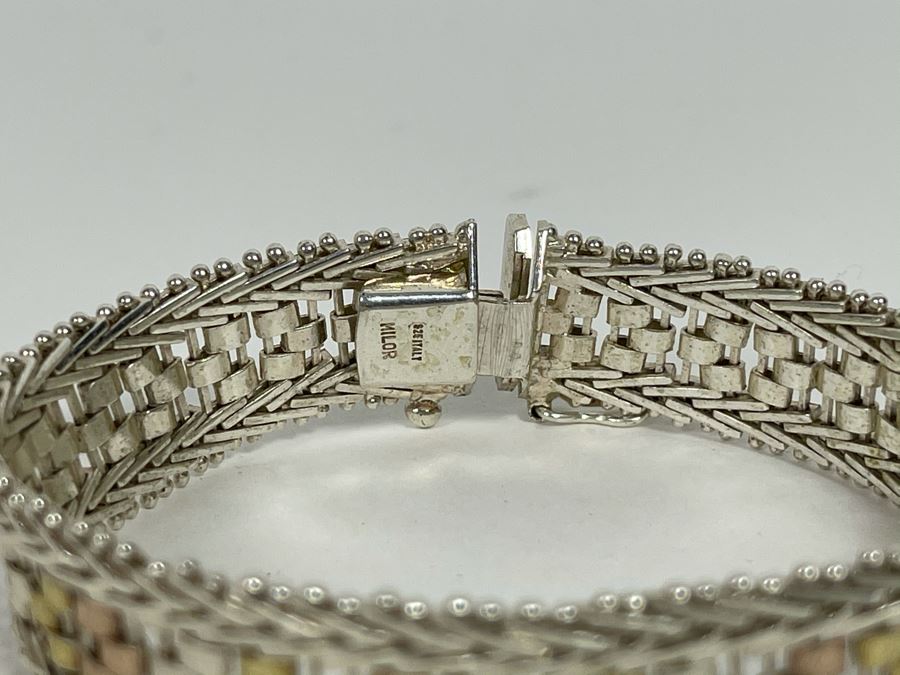 Vintage Italian Sterling Silver Bracelet Signed Milor Italy 7L 19g [Photo 3]