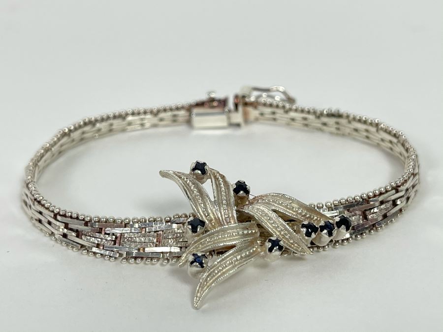 Vintage Italian Sterling Silver Bracelet Signed SU Italy 7L 15g [Photo 2]