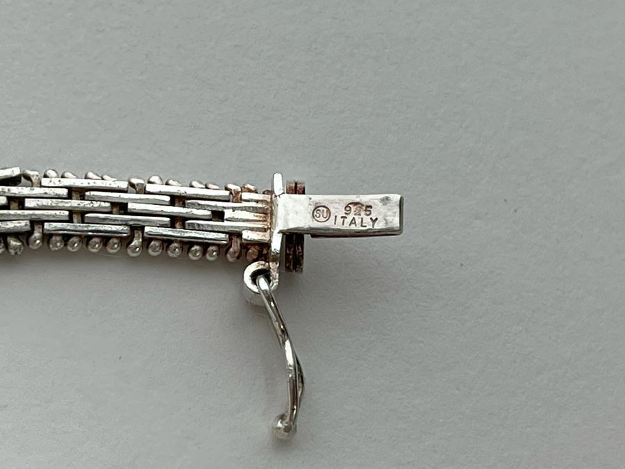 Vintage Italian Sterling Silver Bracelet Signed SU Italy 7L 15g [Photo 10]
