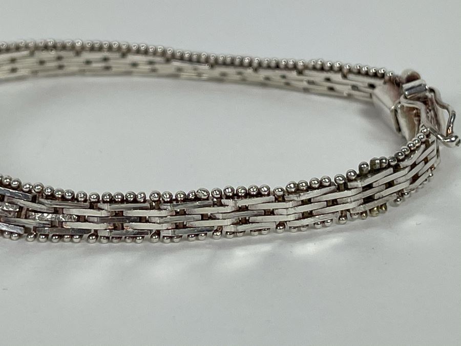 Vintage Italian Sterling Silver Bracelet Signed SU Italy 7L 15g [Photo 9]