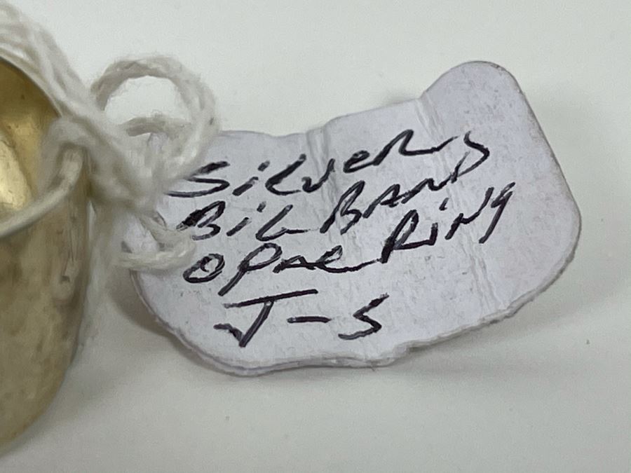 Large Modernist Opal Sterling Silver Big Band Ring JS 15g [Photo 11]