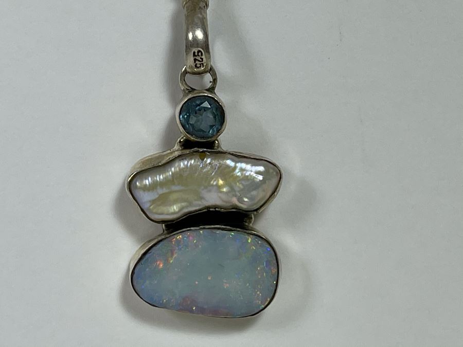 Sterling Silver Opal Pearl Pendant 5g