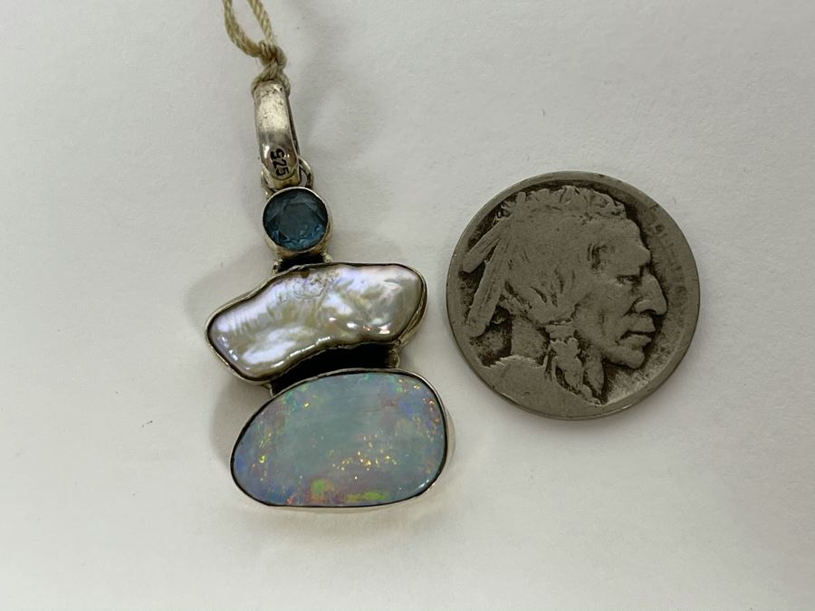 Sterling Silver Opal Pearl Pendant 5g [Photo 11]