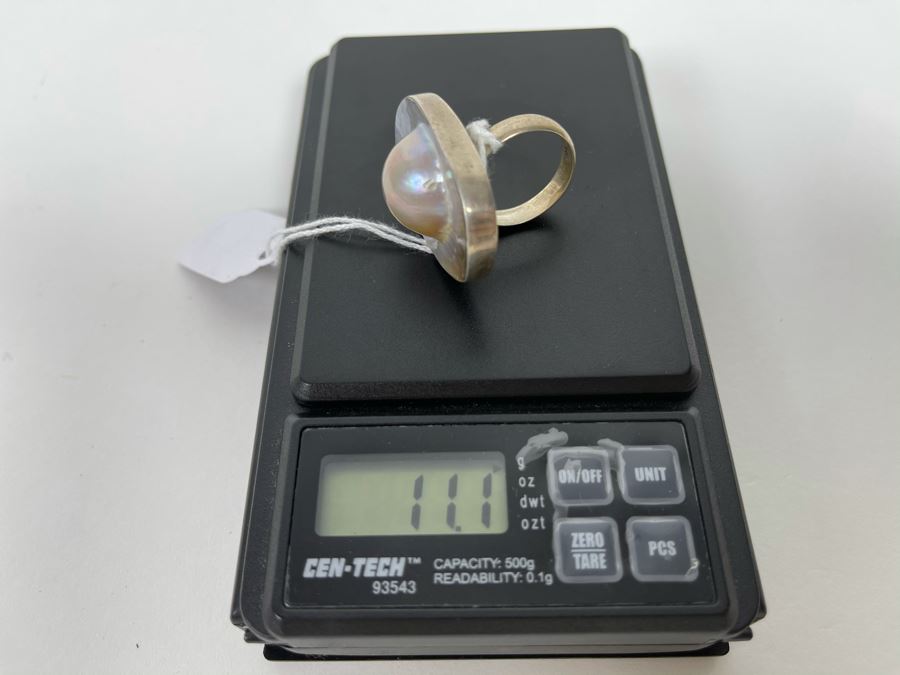 Sterling Silver Baroque Pearl Ring 11.1g Size 8.5 [Photo 9]