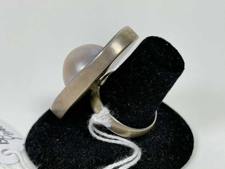 Sterling Silver Baroque Pearl Ring 11.1g Size 8.5 [Photo 4]