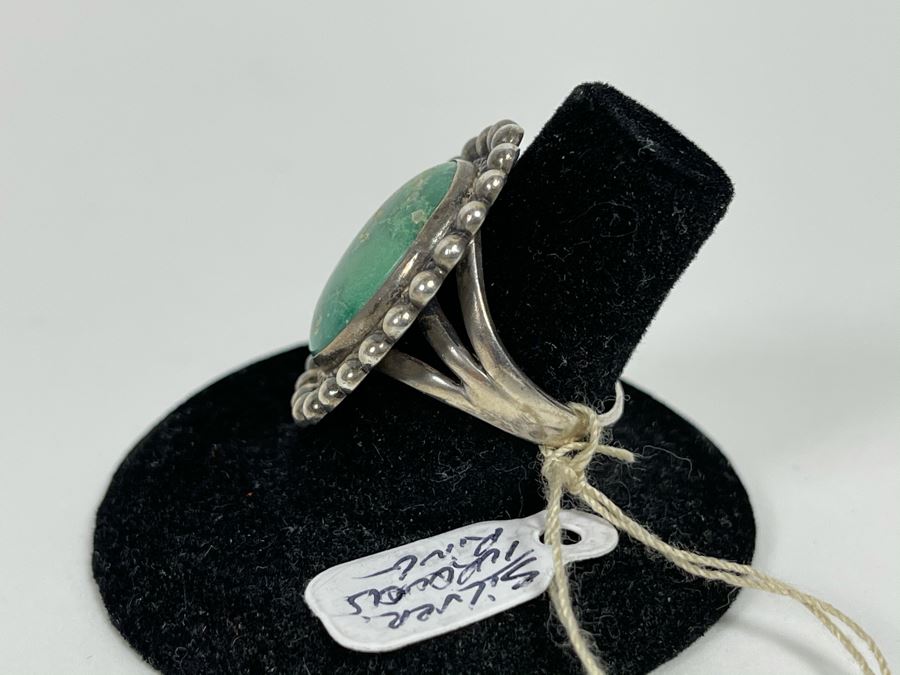 Vintage Sterling Silver Turquoise Ring Size 7 [Photo 4]