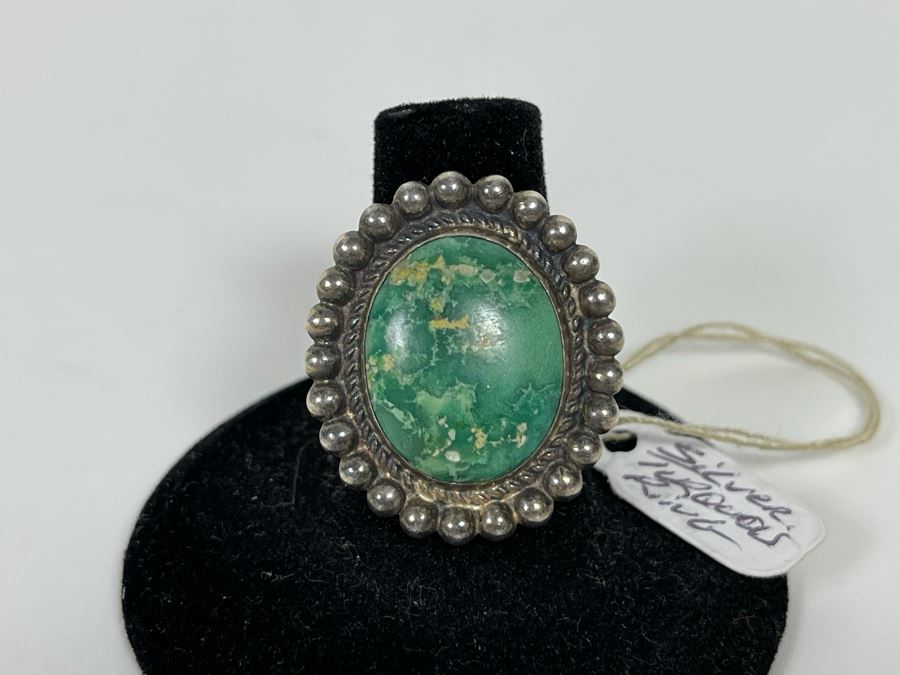 Vintage Sterling Silver Turquoise Ring Size 7 [Photo 3]