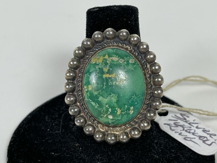 Vintage Sterling Silver Turquoise Ring Size 7 [Photo 1]