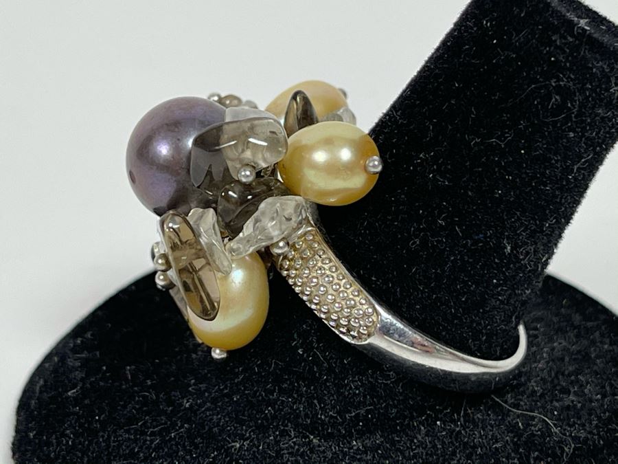 Sterling Silver Pearl Ring 7.5g Size 8.5 [Photo 6]