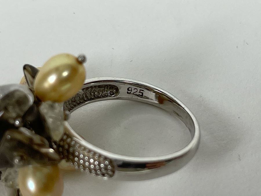 Sterling Silver Pearl Ring 7.5g Size 8.5 [Photo 8]