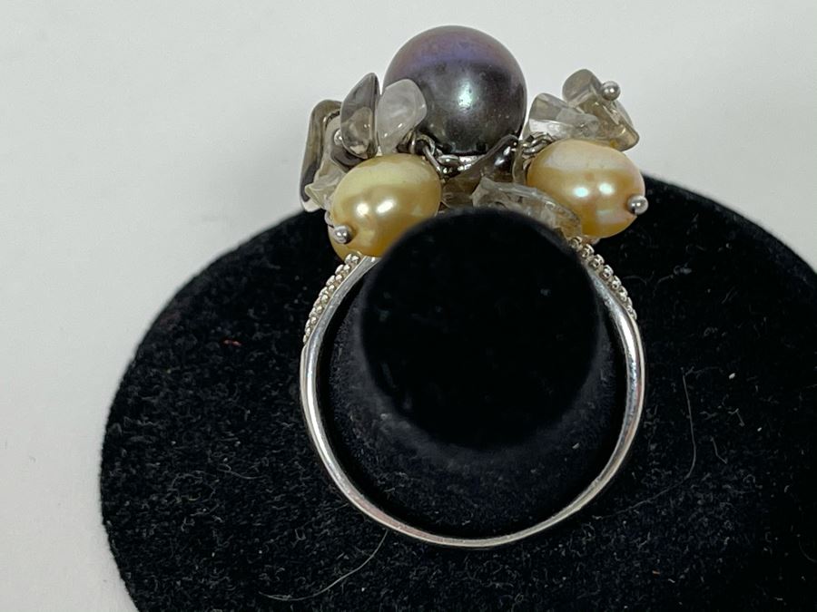 Sterling Silver Pearl Ring 7.5g Size 8.5 [Photo 5]