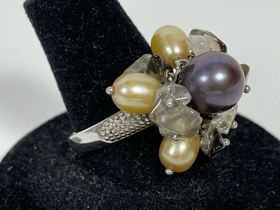 Sterling Silver Pearl Ring 7.5g Size 8.5 [Photo 4]