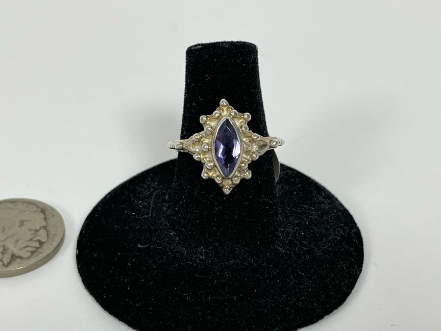 Sterling Silver Marquise Cut Tanzanite Ring New With Tags 3.9g Size 7 [Photo 2]