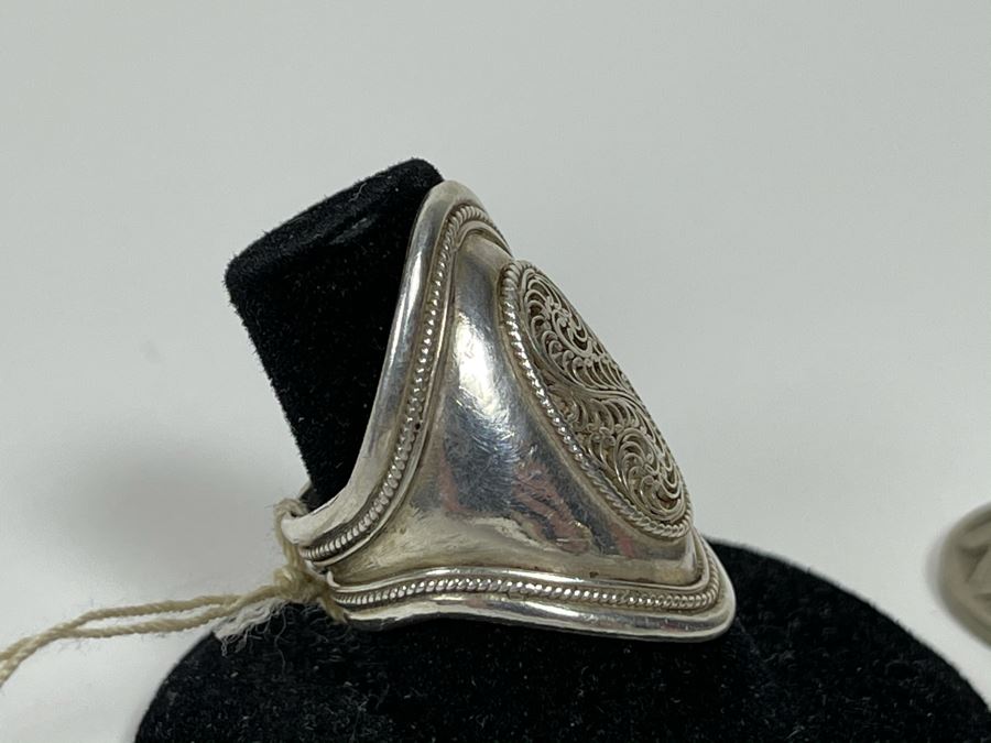 Sterling Silver Deco Style Ring 4.9g Size 7 [Photo 3]