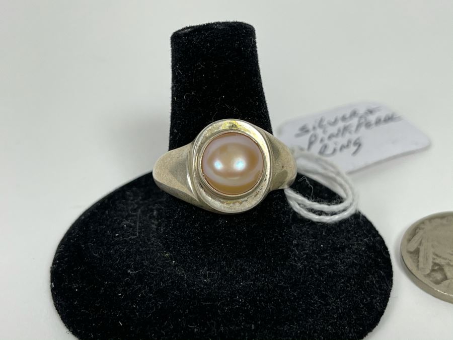 Sterling Silver Pink Pearl Ring 8.3g Size 8.25 Retails $58 [Photo 2]