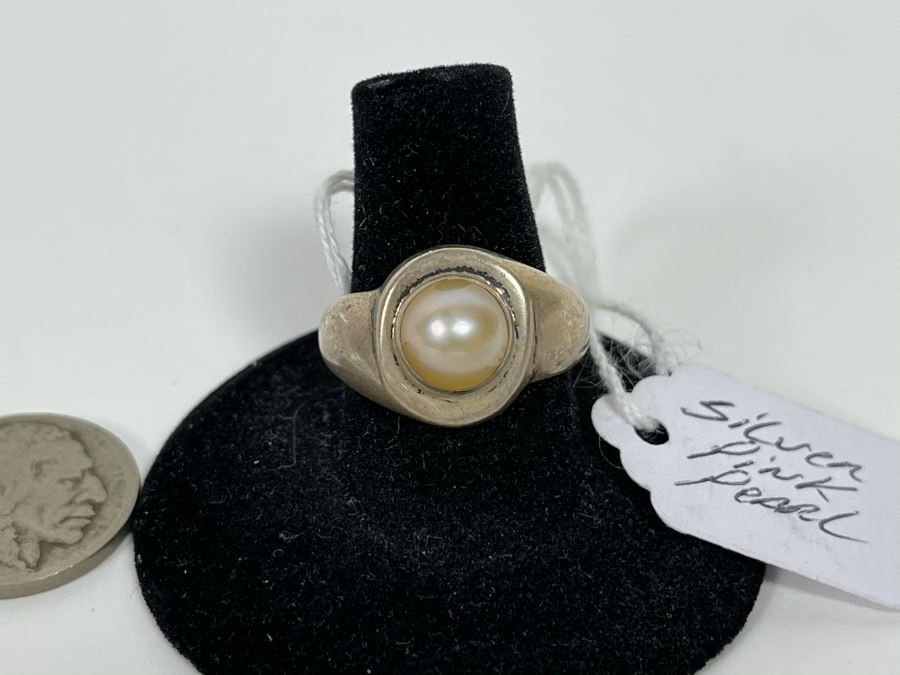 Sterling Silver Pink Pearl Ring Size 8 [Photo 2]