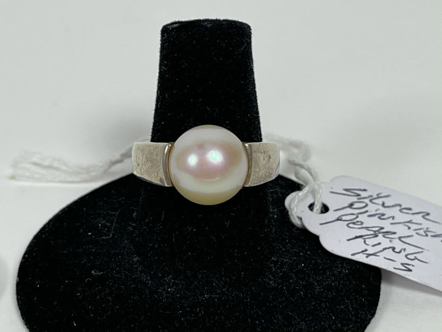 Sterling Silver Pinkish Pearl Ring 7g Size 7 Retails $75 [Photo 3]