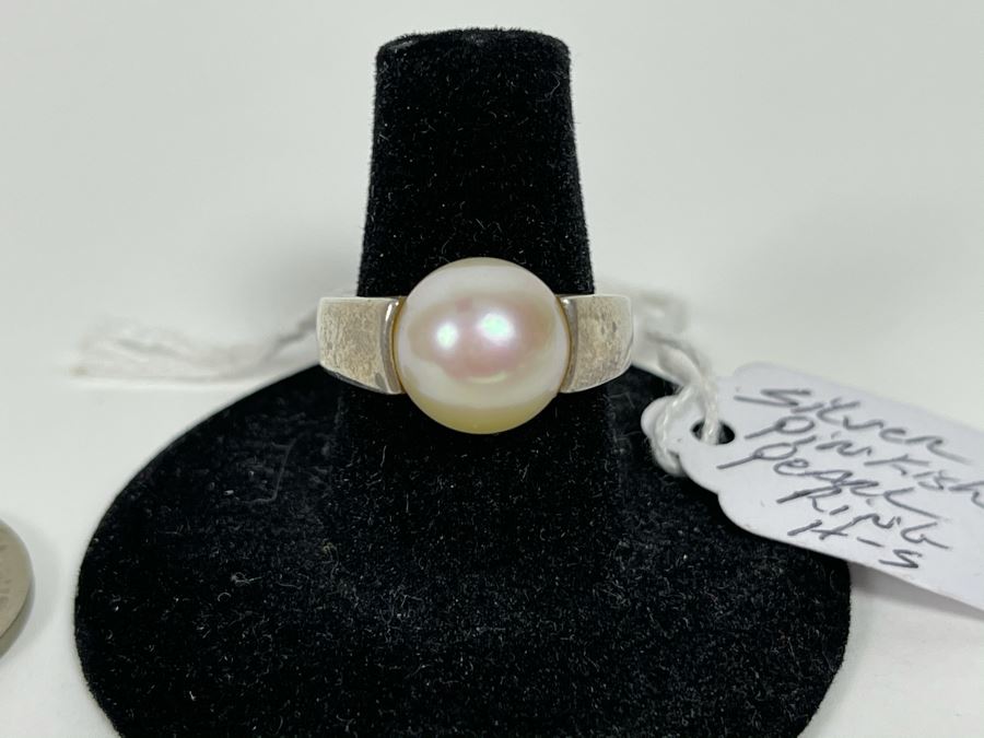 Sterling Silver Pinkish Pearl Ring 7g Size 7 Retails $75 [Photo 4]