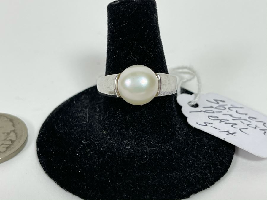 Sterling Silver Pinkish Pearl Ring 6.2g Size 8 Retails $75 [Photo 3]