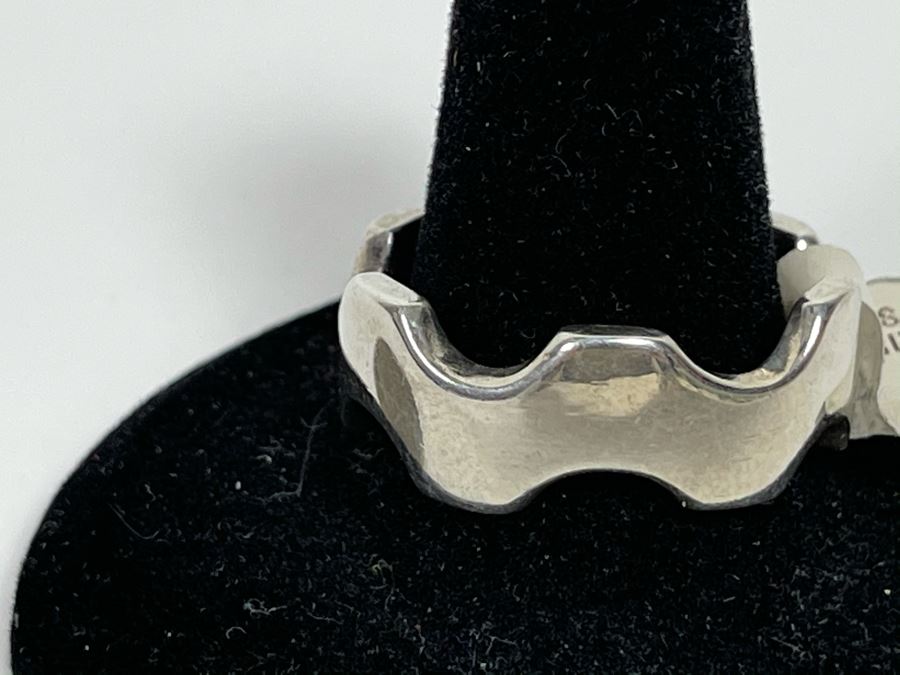 Mens Large Sterling Silver Wave Design Ring New With Tags Size 10.5 9.7g Retails $140 [Photo 2]