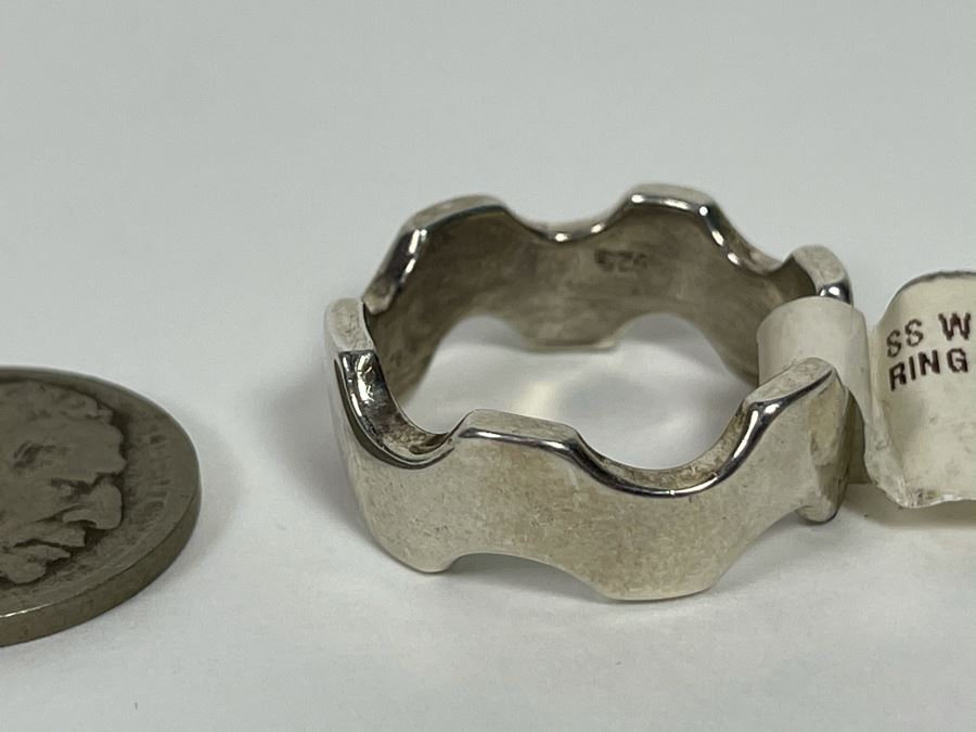 Mens Large Sterling Silver Wave Design Ring New With Tags Size 10.5 9.7g Retails $140 [Photo 3]