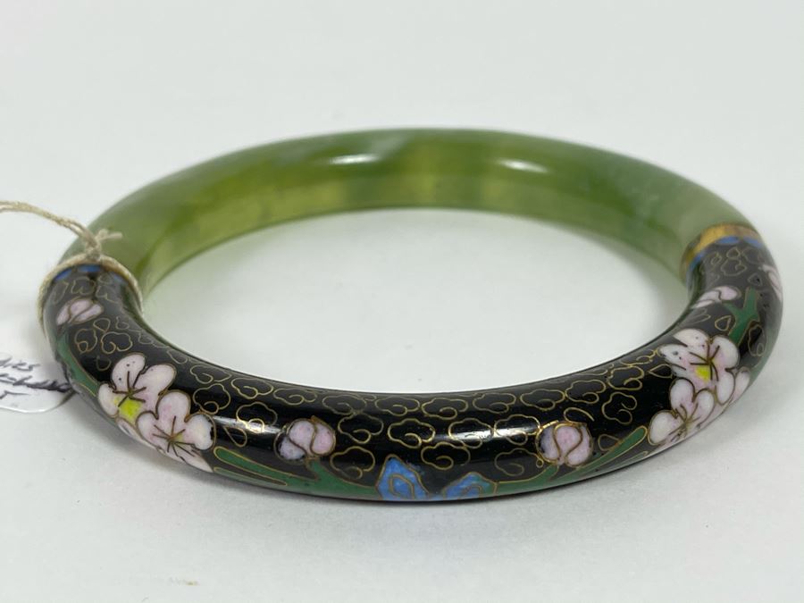 Ladies Jade Jadeite Cloisonne Bracelet 3.25R [Photo 2]