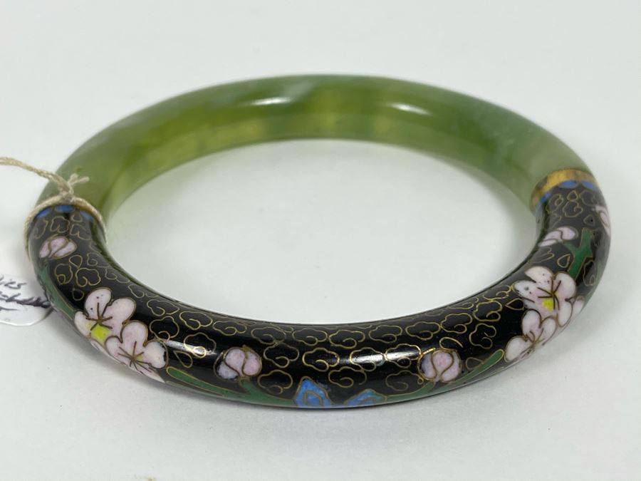 Ladies Jade Jadeite Cloisonne Bracelet 3.25R [Photo 3]