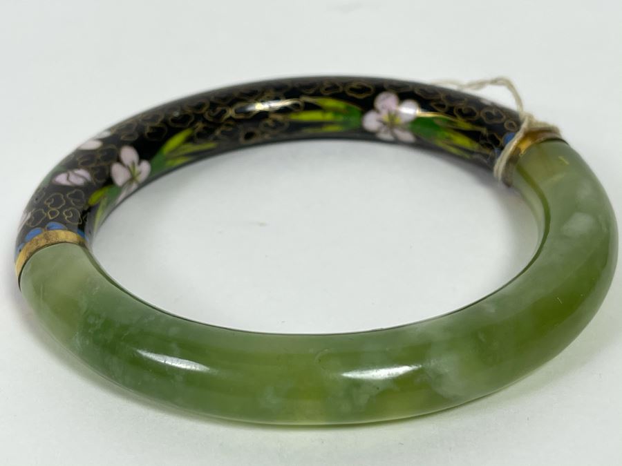Ladies Jade Jadeite Cloisonne Bracelet 3.25R [Photo 4]