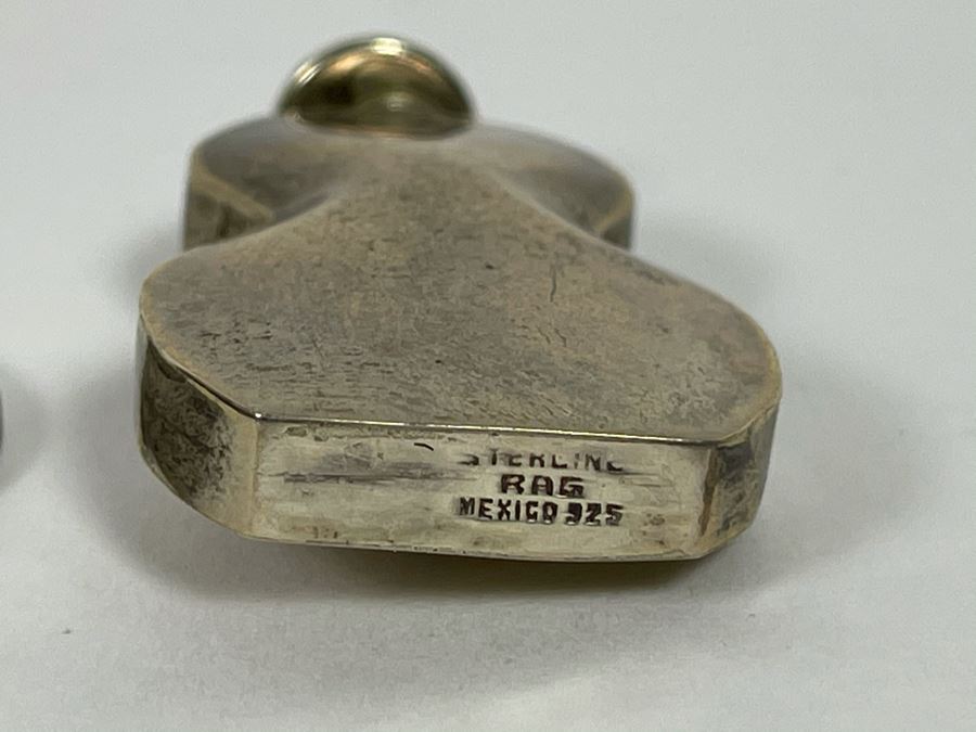 Sterling Silver Mexican Perfume Bottle With Turquoise Finial Top Dabber Signed RAG 5.4G [Photo 4]