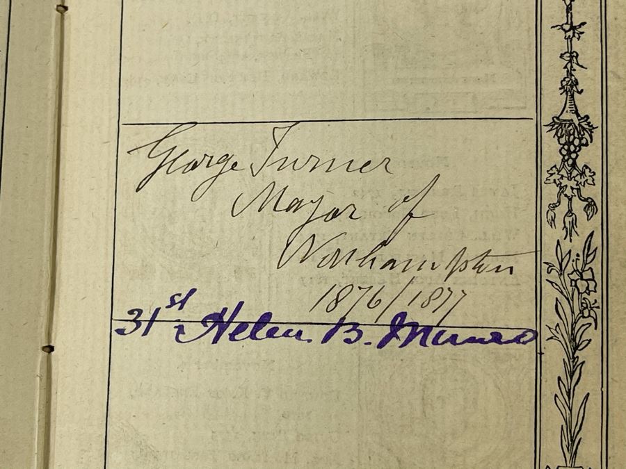 Antique Autograph Book Featuring Dozens Of Unresearched Autographs - One Featured In Photo Is George Turner Mayor Of Northampton 1876/1877 Some Signatures Date To 1820s [Photo 2]