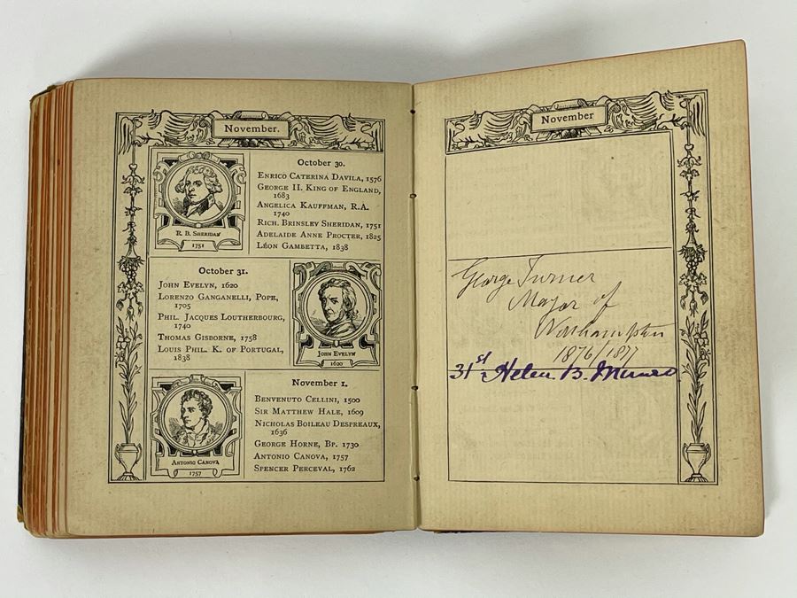 Antique Autograph Book Featuring Dozens Of Unresearched Autographs - One Featured In Photo Is George Turner Mayor Of Northampton 1876/1877 Some Signatures Date To 1820s [Photo 1]