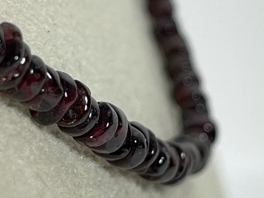 Amethyst Bead Necklace With Sterling Silver Rose Quartz Clasp 16L [Photo 6]