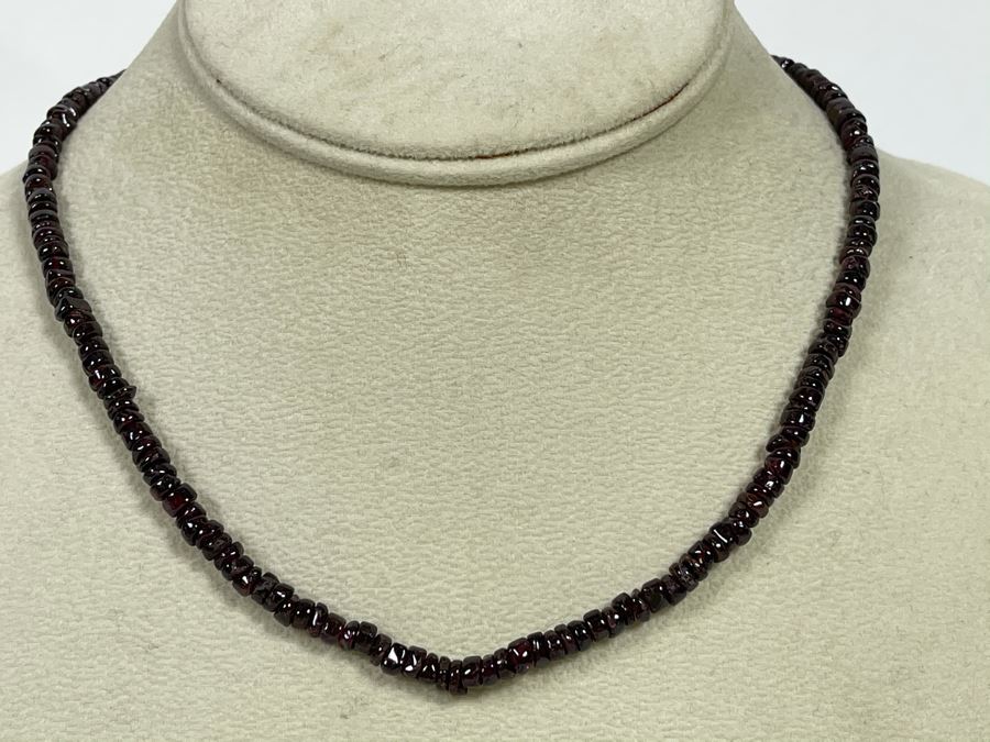 Amethyst Bead Necklace With Sterling Silver Rose Quartz Clasp 16L [Photo 2]