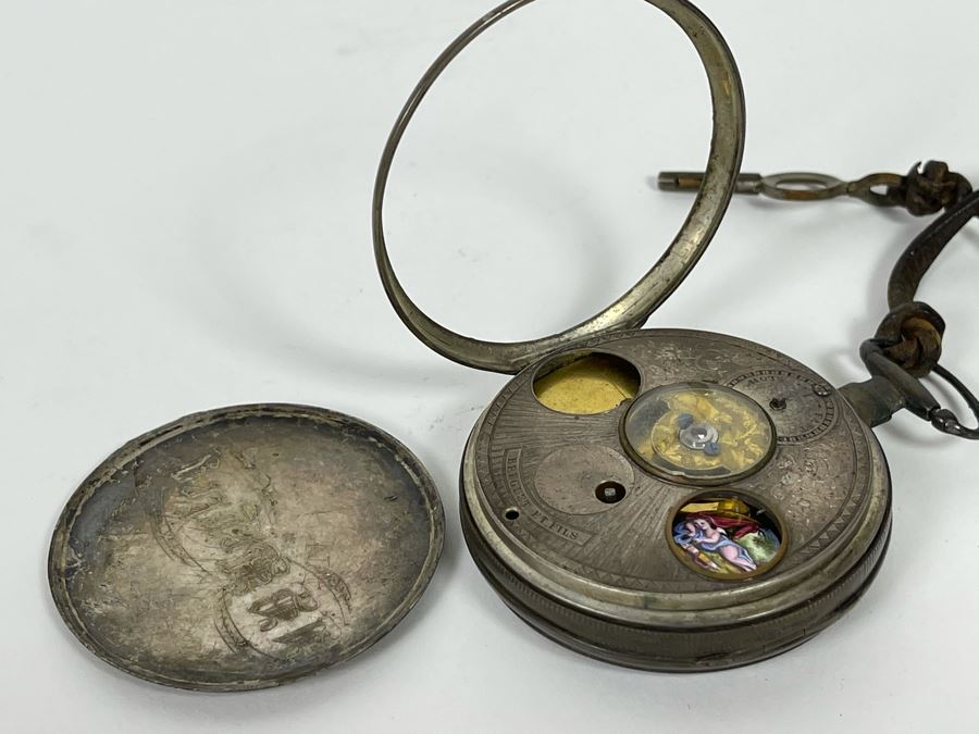 Antique Breguet & Fils Paris Pocket Watch With Hand Painted Porcelain Dial Featuring The Great Seal Of The United States With American Eagle - Has Key For Winding - In Need Of Repair (Breguet et Fils) [Photo 17]