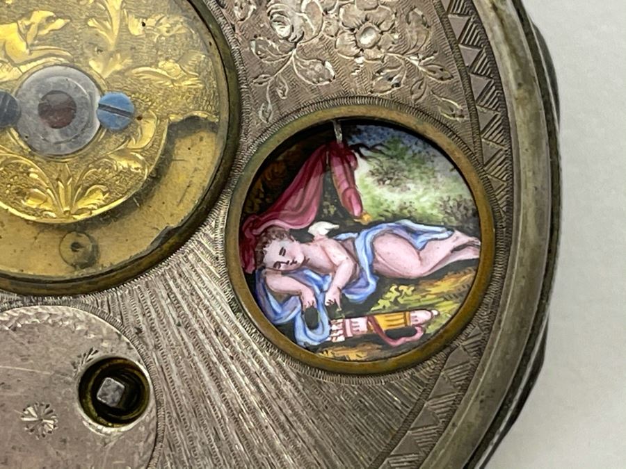 Antique Breguet & Fils Paris Pocket Watch With Hand Painted Porcelain Dial Featuring The Great Seal Of The United States With American Eagle - Has Key For Winding - In Need Of Repair (Breguet et Fils) [Photo 11]