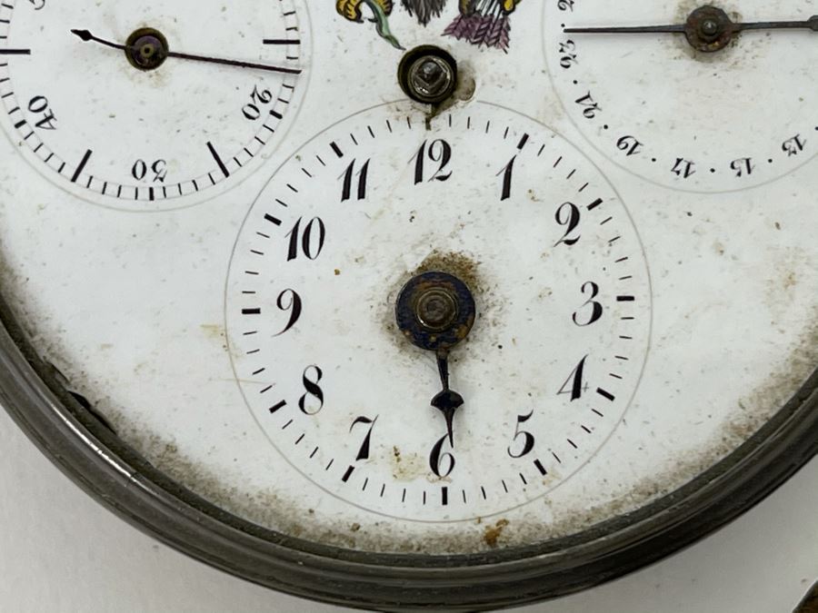 Antique Breguet & Fils Paris Pocket Watch With Hand Painted Porcelain Dial Featuring The Great Seal Of The United States With American Eagle - Has Key For Winding - In Need Of Repair (Breguet et Fils) [Photo 7]