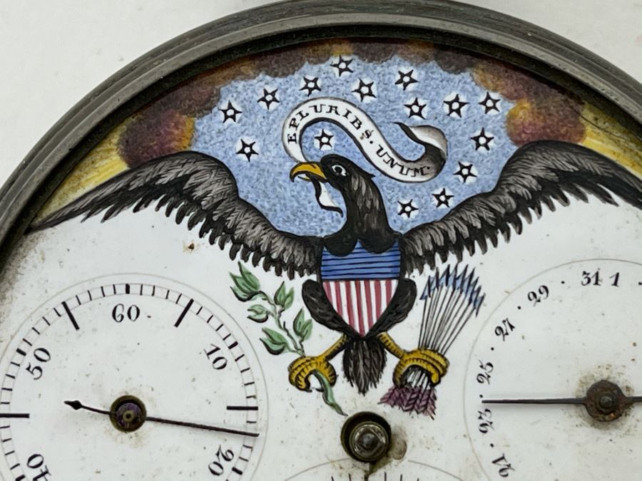 Antique Breguet & Fils Paris Pocket Watch With Hand Painted Porcelain Dial Featuring The Great Seal Of The United States With American Eagle - Has Key For Winding - In Need Of Repair (Breguet et Fils) [Photo 6]