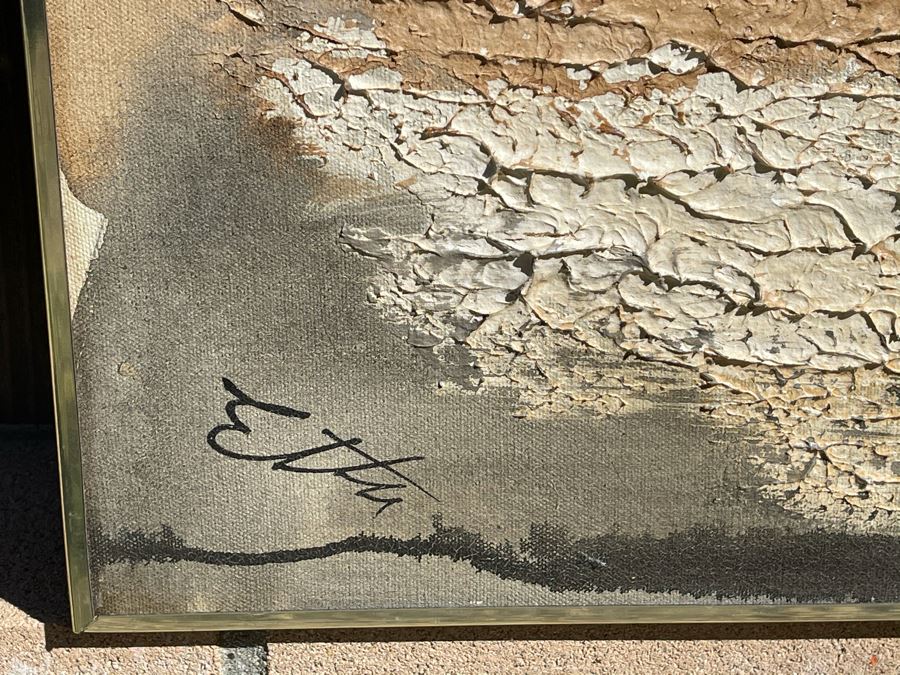 Original Etta Benjamin Cien (1924-2009) Framed Abstract Mid-Century Ship At Sea Oil Painting 42 X 50 [Photo 6]