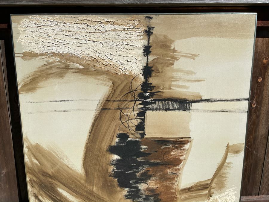 Original Etta Benjamin Cien (1924-2009) Framed Abstract Mid-Century Ship At Sea Oil Painting 42 X 50 [Photo 4]