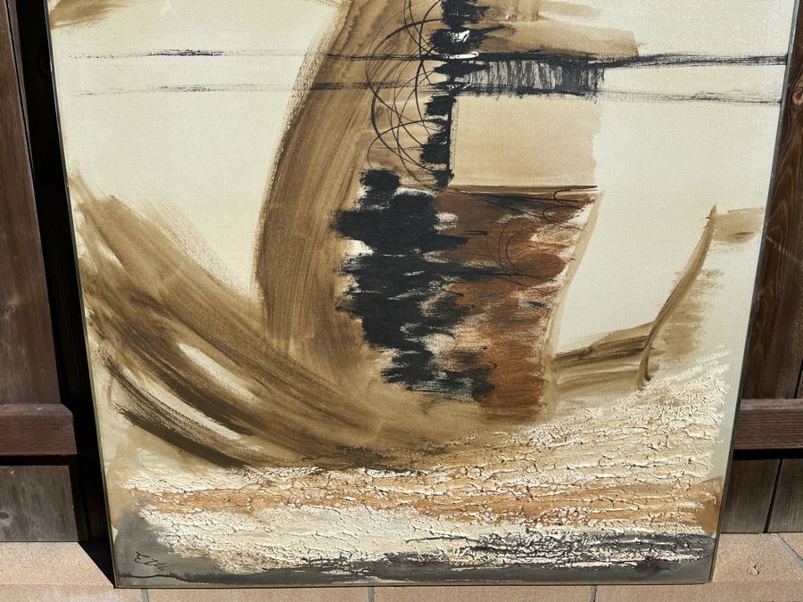 Original Etta Benjamin Cien (1924-2009) Framed Abstract Mid-Century Ship At Sea Oil Painting 42 X 50 [Photo 5]