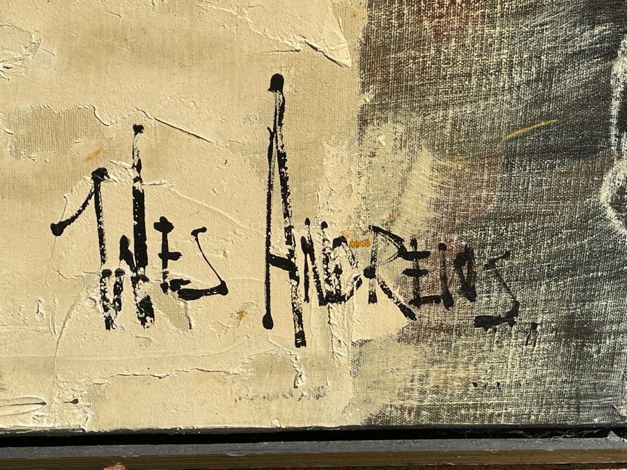 Original Framed Mid-Century Trees Oil Painting By Wes Andrews 41 X 51 [Photo 4]