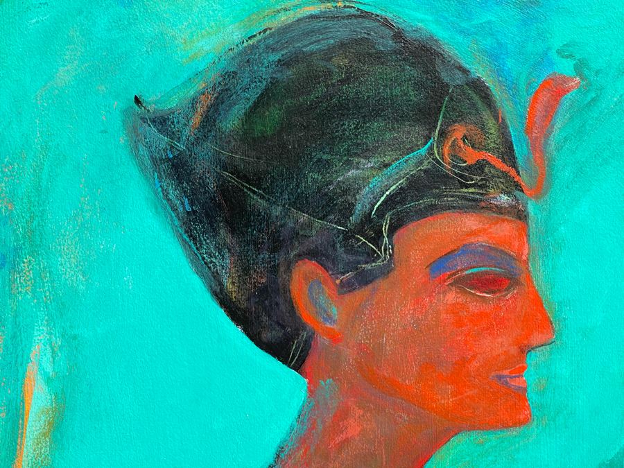 Original Jean Klafs Abstract Expressionist Egyptian Artwork Painting 23 X 30.5 [Photo 3]